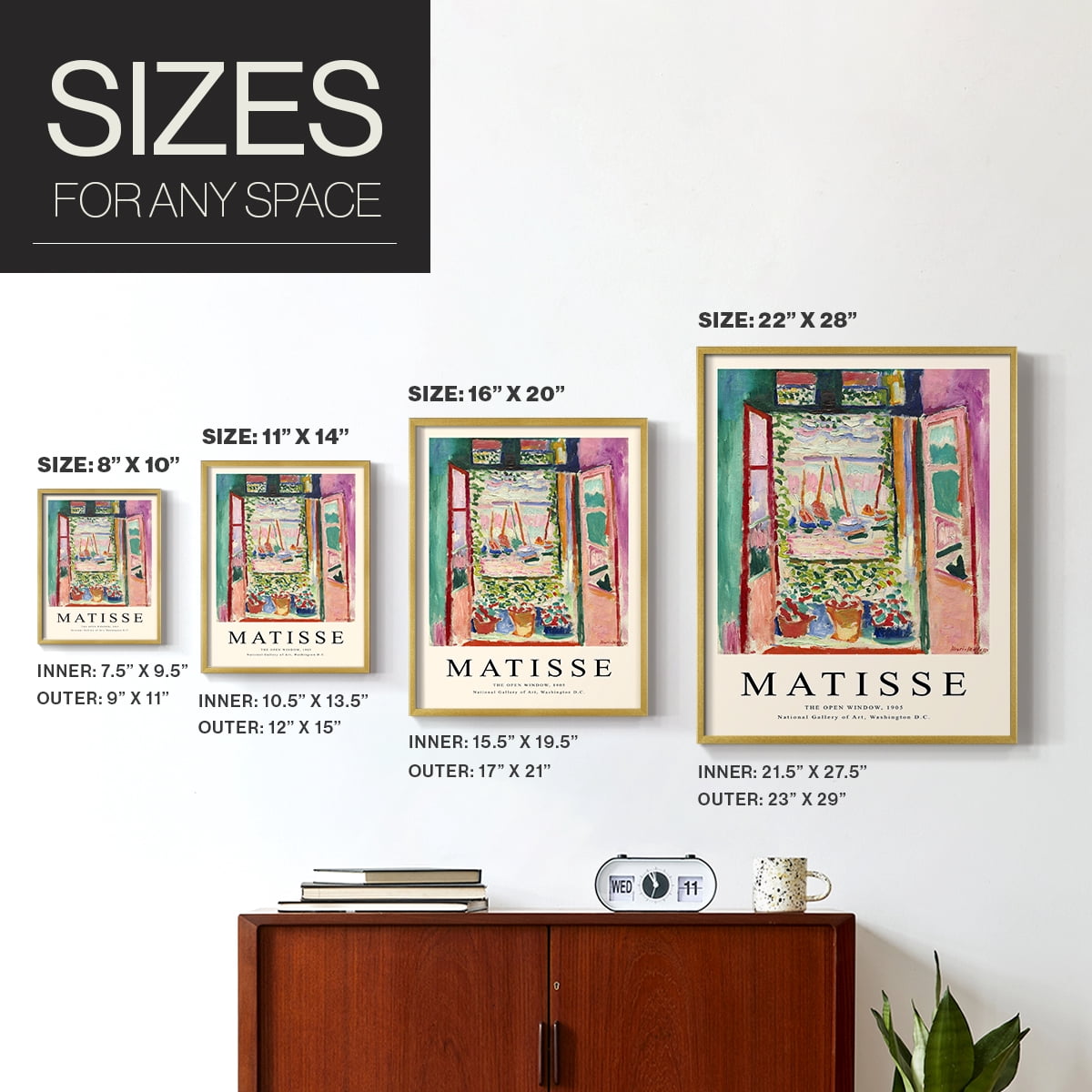 Matisse CXCVII Framed Print in Gold Solid Wood 11 x 14 Framed Print