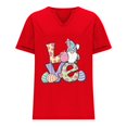 thumbnail image 3 of Corto para las Mujeres Casual Verano 2025 Pascua Impresión V-Cuello Camiseta, Ligero 95% Poliéster 5% Spandex Top para Toda la Temporada Hogar Y Diario, 3 of 7