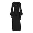 thumbnail image 5 of Qulqfy Black Women Dresses Long Bell Sleeve Medieval Maxi Plus Size Renaissance Cocktail Gothic Dresses Womens Dresses Fall L, 5 of 5