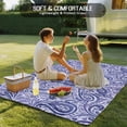 thumbnail image 4 of Purple Navy Blue Outdoor Rug for Patio/Deck/Porch, Non-Slip Large Area Rug 6 x 9 Ft, Retro Botanical Abstract Art Indoor Outdoor Rugs Washable Area Rugs, Reversible Camping Rug Carpet Runner, 4 of 8