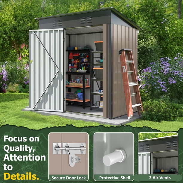 NETAJE 5'x3' Outdoor Metal Storage Shed with Updated Frame