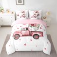 thumbnail image 2 of Castle Fairy Female Men Women Vintage Truck Bedding Comforter Set 7 Pieces,Happy Valentine's Day Rose Full Bedding Set Lightweight,Love Heart Print Fitted Sheet Flat Sheet,Super Cozy Room Decor, 2 of 8
