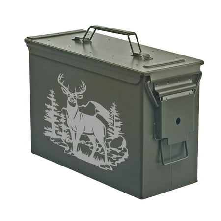 Steel Ammo Can Storage Box Ammunition Case Hunting Deer Trees Mountains (30cal Green)