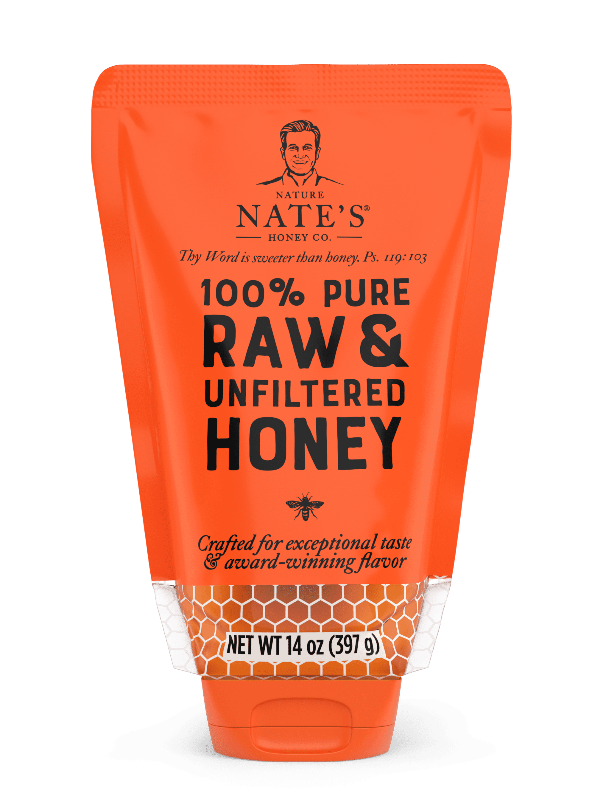 Nature Nate's Honey: 100% Pure, Raw, and Unfiltered Honey Pouch, 14 fl oz