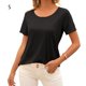 thumbnail image 1 of Camiseta de mujer Sexy Backless Hollow Manga corta Cuello redondo Top suelto, Negro, S seitruly AP001243-09, 1 of 7