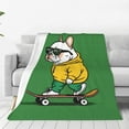 thumbnail image 4 of Salouo Cool Skateboarding Bulldog Print Bed Blankets,Flannel Blanket Comfortable Air Conditioning Blanket Lightweight Blanket for Sofa Bed Travel & Couch -40"x30", 4 of 8