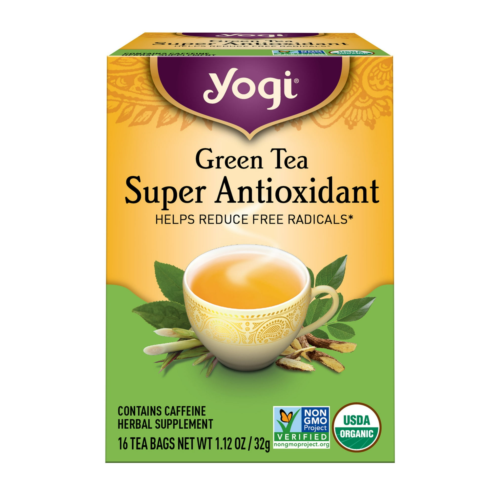 Yogi Green Tea Super Antioxidant, Organic Wellness Tea Bags, 16 Count