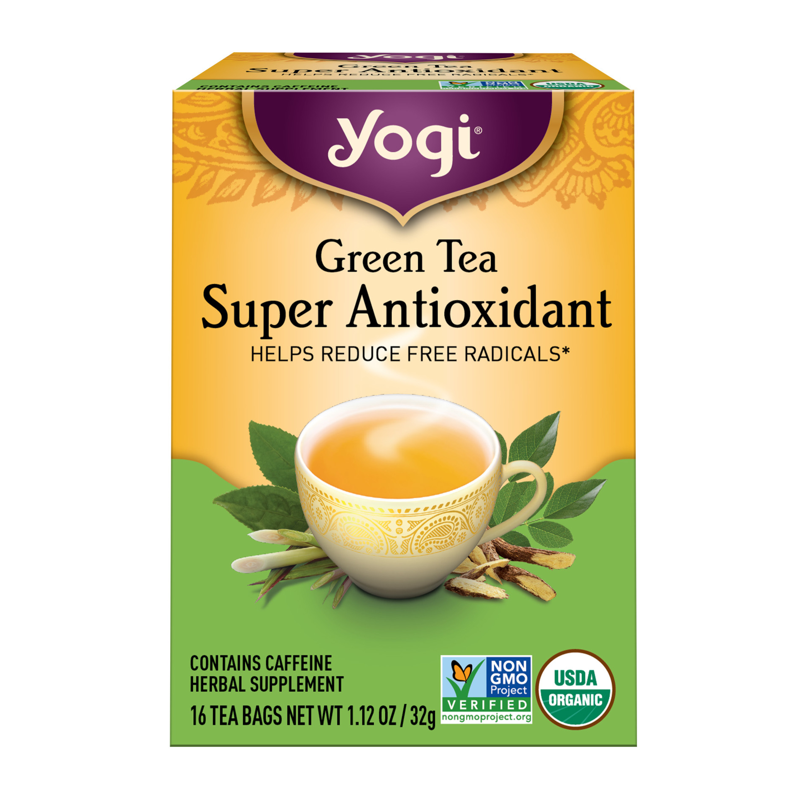 Yogi Green Tea Super Antioxidant, Organic Wellness Tea Bags, 16 Count