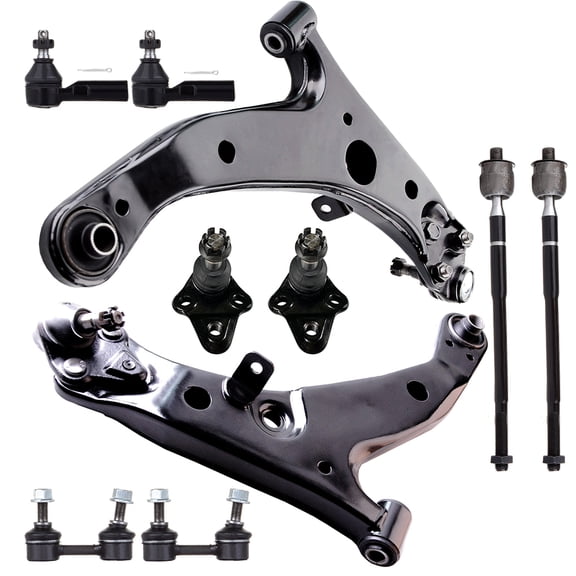 ECCPP 10pcs Front Lower Control Arm Front Inner Outer Tie Rod End Front Sway Bar End Link Front Lower Ball Joint fit for 1996-2002 For Toyota Corolla