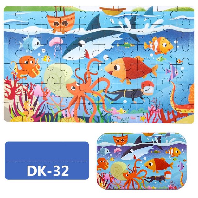 60pcs Jigsaw Puzzle Cartoon Animal Vehicle Games Baby Educational Toys, For Kids Christmas Gifts