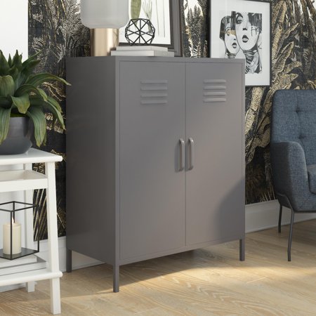 Queer Eye Bradford 2 Door Metal Locker Cabinet, Graphite Gray