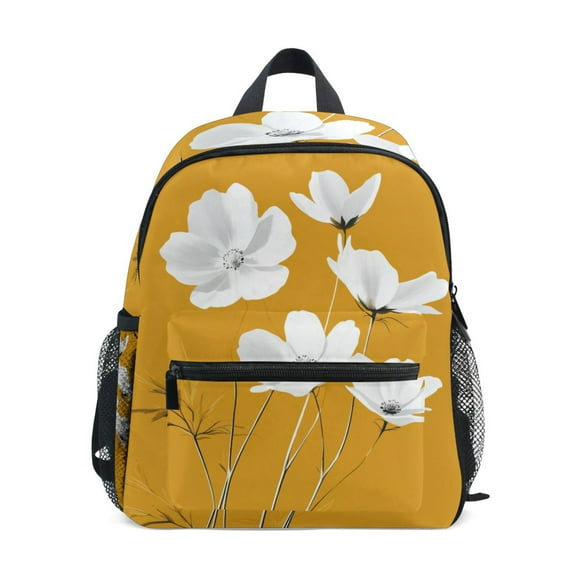 FORMRS School Backpack with Front Zippered Pocket 12" Student Travel Daypack, White Flowers
