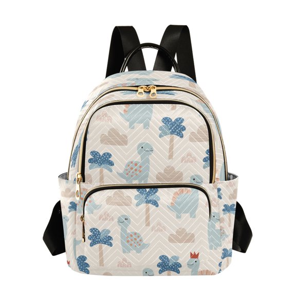 RMDQTR Quilted Backpack Lightweight Casual Daypack with Multi Zipper Pockets for Travel Daily Use Shopping Sports Clouds and Dinosaurs