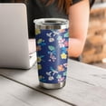 thumbnail image 4 of 20oz Tumbler with Lid and Straw Stainless Navy Blue - Flowers Steel Vacuum Insulated Water Coffee Tumbler Cup, Double Wall Vacuum Insulated Travel Mug Reusable Tumblers for Ice Drinks, Hot Beverage, 4 of 7
