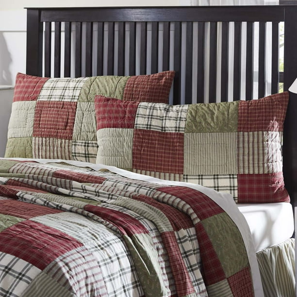 Brick Red Farmhouse Bedding Cottage Path Cotton Hand Quilted Patchwork