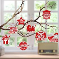 Yhmxh Graduation Decorations 2025 Pre-Assembled Hanging Decor, 8 Pcs Class of 2025 Congrats Grad Hanging Swirl Ceiling Decor for Home School Classroom Graduation Party Supplie (Red)