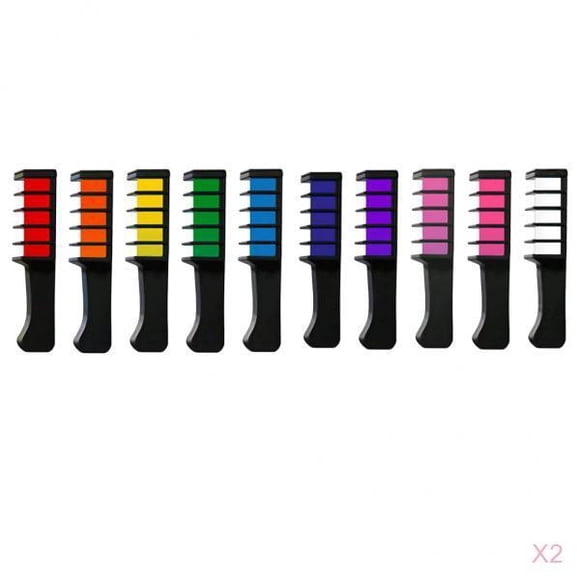 2x para El Cabello Temporal, No Tóxico, Lavable, Tinte para El Cabello, Seguro para El Color, 10 Piezas Jinwen Peines de tiza para el cabello de salón