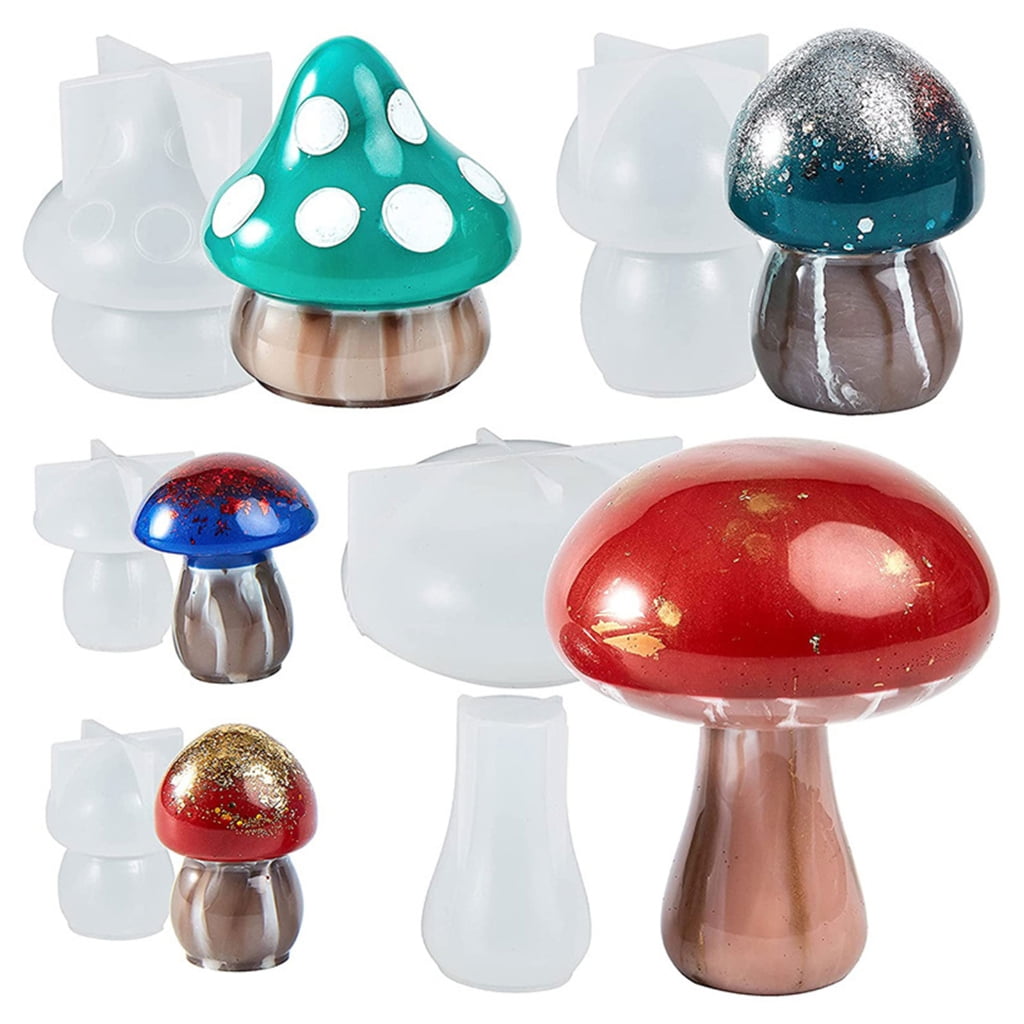 Sorrowso 3D Mushroom Silicone Mold Home Decorations Mold Mushroom Crystal  Epoxy Mold for Resin Casting Soap Table Ornaments 