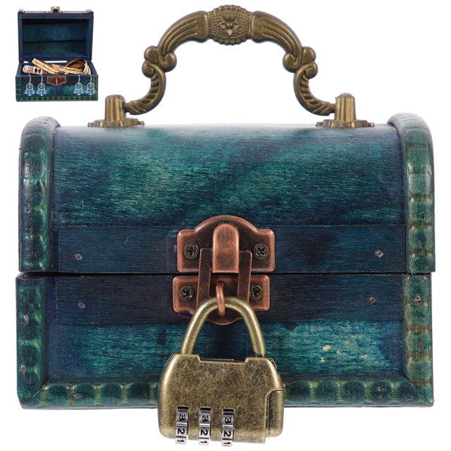 Vintage Wood Jewelry Storage Case with Lock Jewelry Storage Case Photo Prop Home Supplies