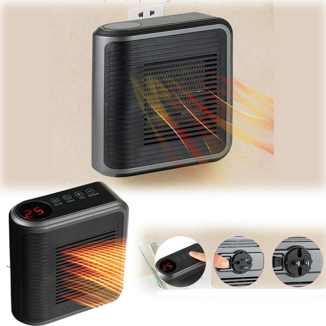 Electric Heater Forced Air Heater 800W Wall Heater Small Plug In Heater Quiet Energy Efficient Heating Adjustable Thermostat Tip Overheat For Room Desk Indoor Use