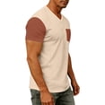 thumbnail image 6 of LIIPEE Mens T-Shirts Father'S Day Gifts Summer Casual Color Block V-Neck Set-In Short Sleeve Pullover Male Regular Fashion Comfortable Breathable Soft Daily Versatile Tee Tops With A Pocket,S, 6 of 8