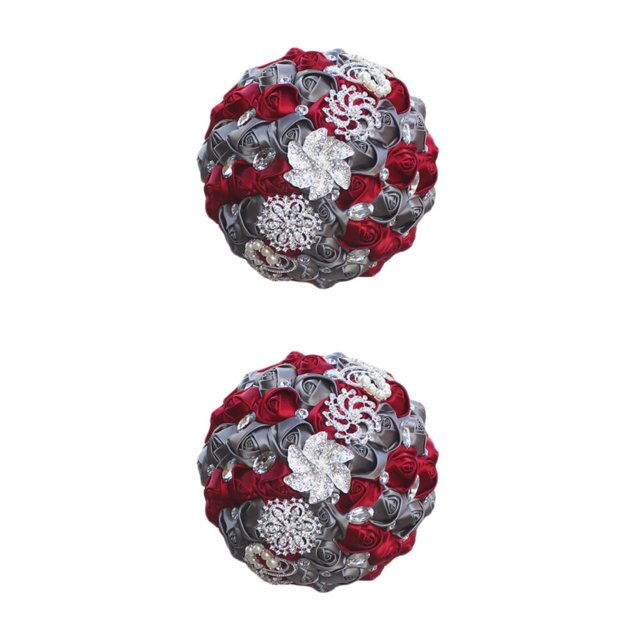 Baohd Wide Application Wedding Bouquets Elegant For All Occasions Low Maintenance Dark red + darkgray 2Set