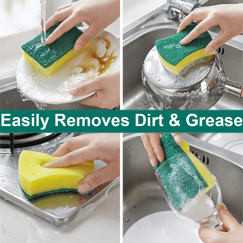 Bulk Scrubber and Sponges - Green and Yellow, Dual Sides