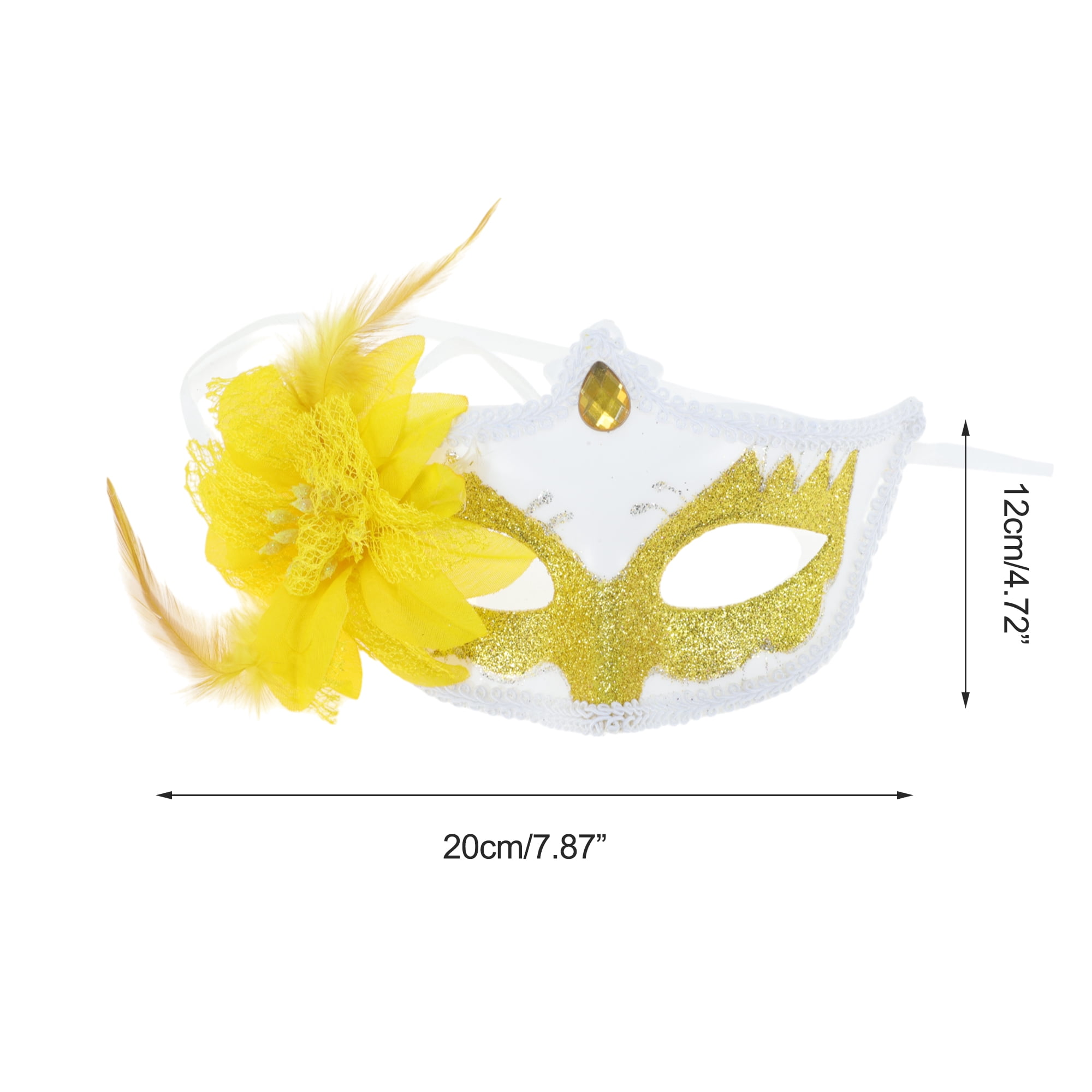 Unique Bargains 1 Box Elegant Ball Princess Half Face Party Mask Yellow
