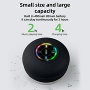 Mini Bluetooth Shower Speaker with LED light, Portable Waterproof Hands-Free Speakerphone, Rechargeable Wireless Stereo Speakers for Beach, Shower & Home (Black)