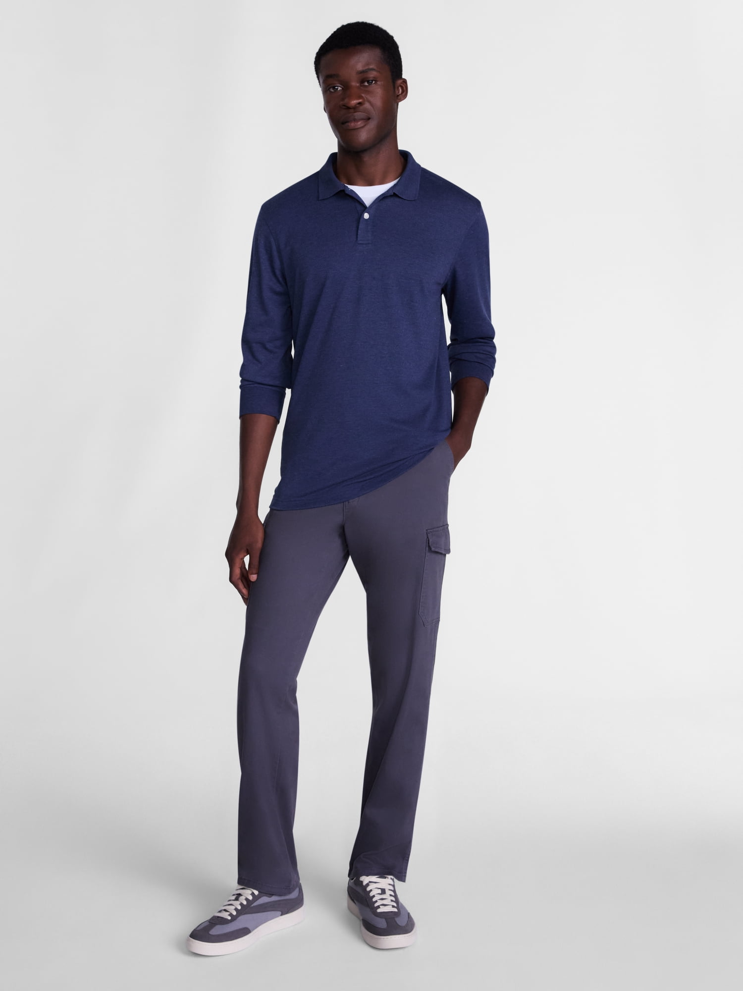 George Men's Interlock Polo Shirt with Long Sleeves, Sizes S-5XB