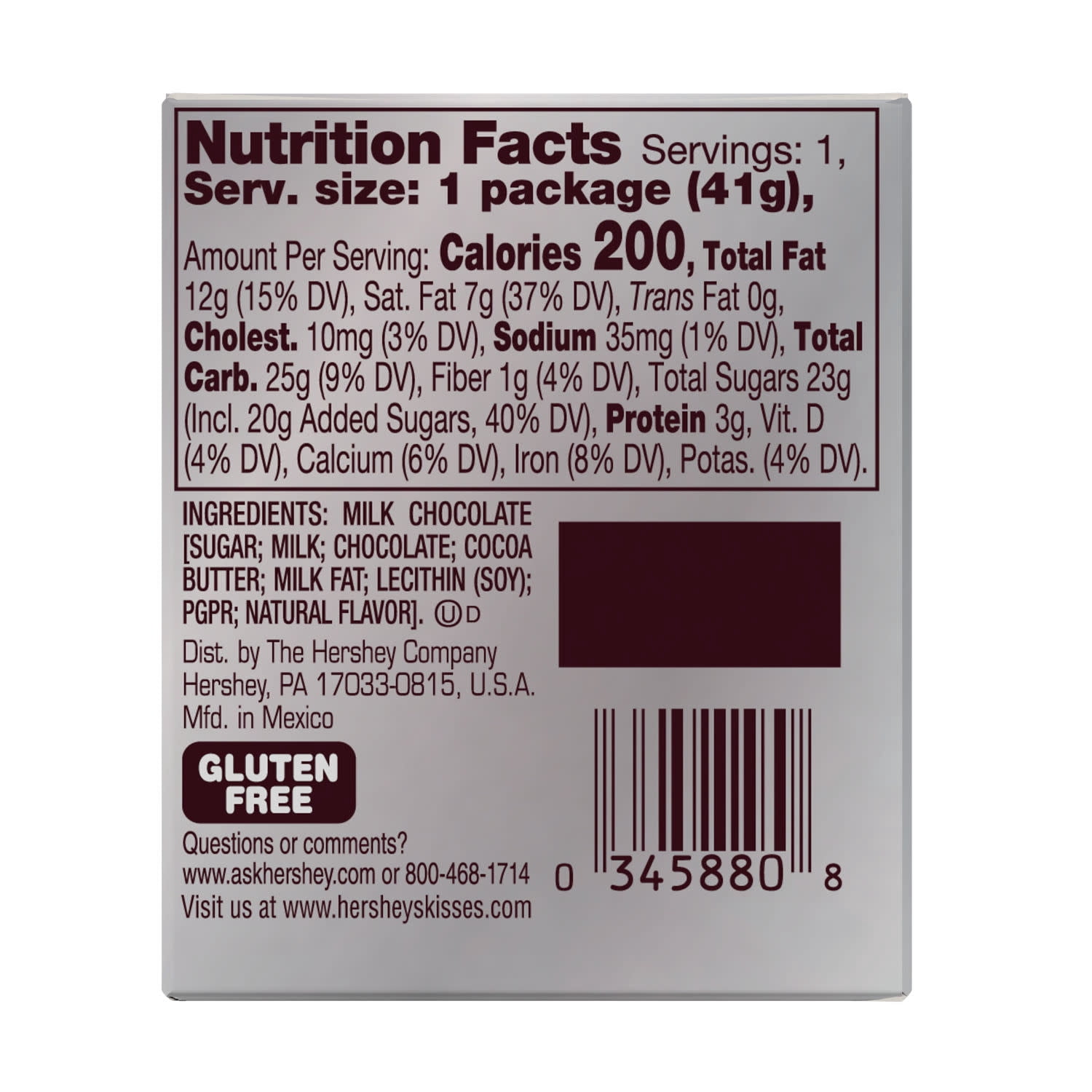 (5 pack) Hershey's Kisses Solid Milk Chocolate Santa Hat Christmas Candy Stocking Stuffers, Gift Box 1.45 oz
