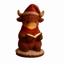 FastXmas Christmas Highland Cow Night Light,6.3 x 3.9 Inch Cute Highland Cow Reading Book Figurine Lamp,Christmas Resin Hightland Cow Statue Night LIght Decoration for Christmas Boys Girls Lamp Gift