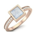 thumbnail image 2 of 925 Sterling Silver Rose Vermeil 5MM Square Moonstone Engagement Women Mother's Day Gift Ring, 2 of 3