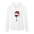 thumbnail image 4 of Lilgiuy Sales Cold Shoulder Christmas Blouse for Women V-Neck Long Sleeve Bling Glasses Printedweight Pullover, 4 of 5