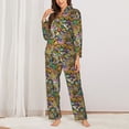 thumbnail image 2 of KLL USA 1 Print Women's Long Sleeve Pajamas with Pants Sleepwear Loungewear 2 Set-Large, 2 of 7