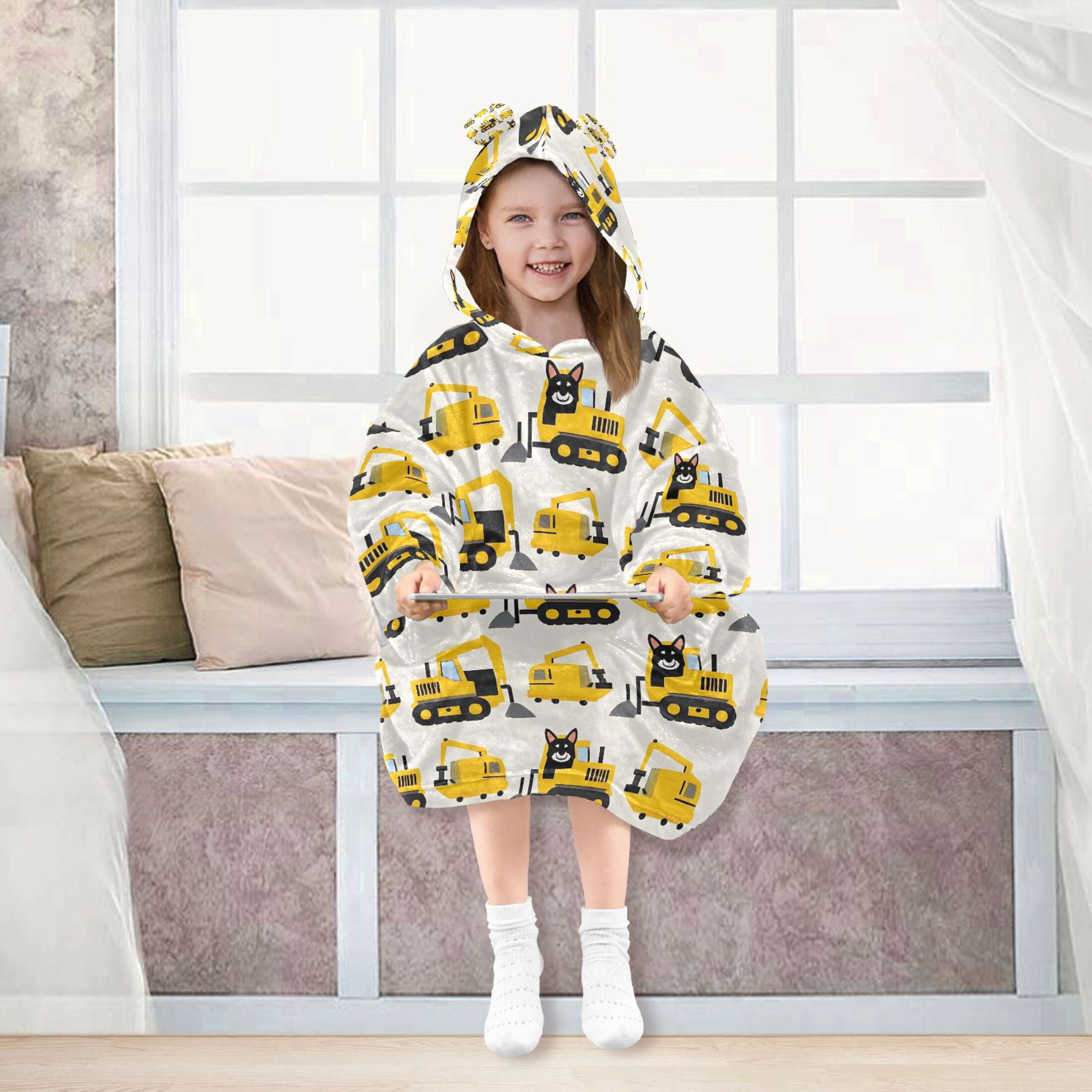 joogoo Wearable Blanket Hoodie for Husky Dog in Truck Oversized Sherpa Hooded 3-14 YR M