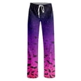 thumbnail image 5 of Halloween Pajama Pants Women Cute Cartoon Bat Casual Lounge Pajama Pants Elastic Waist Drawstring Fashion Sleep Bottoms Purple XL, 5 of 6