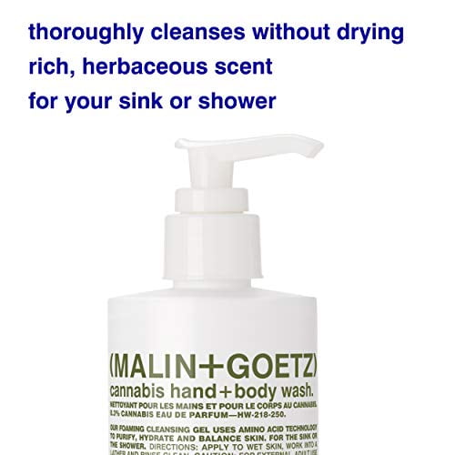 Malin + Goetz Cannabis Hand + Body Wash— natural cleansing, purifying and hydrating for women and men. for all skin types. no stripping or irritation. cruelty-free and vegan 8.5 Fl oz