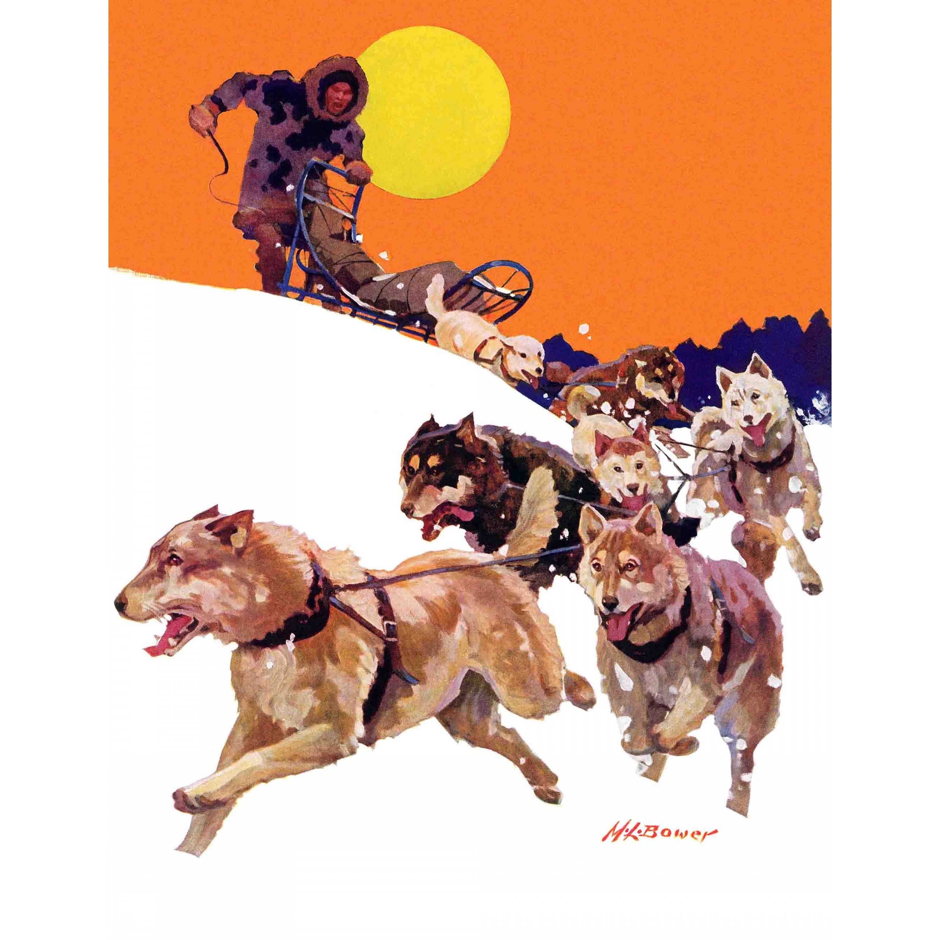 Marmont Hill Eskimo and Dog Sled by Maurice Bower Painting Print on Canvas