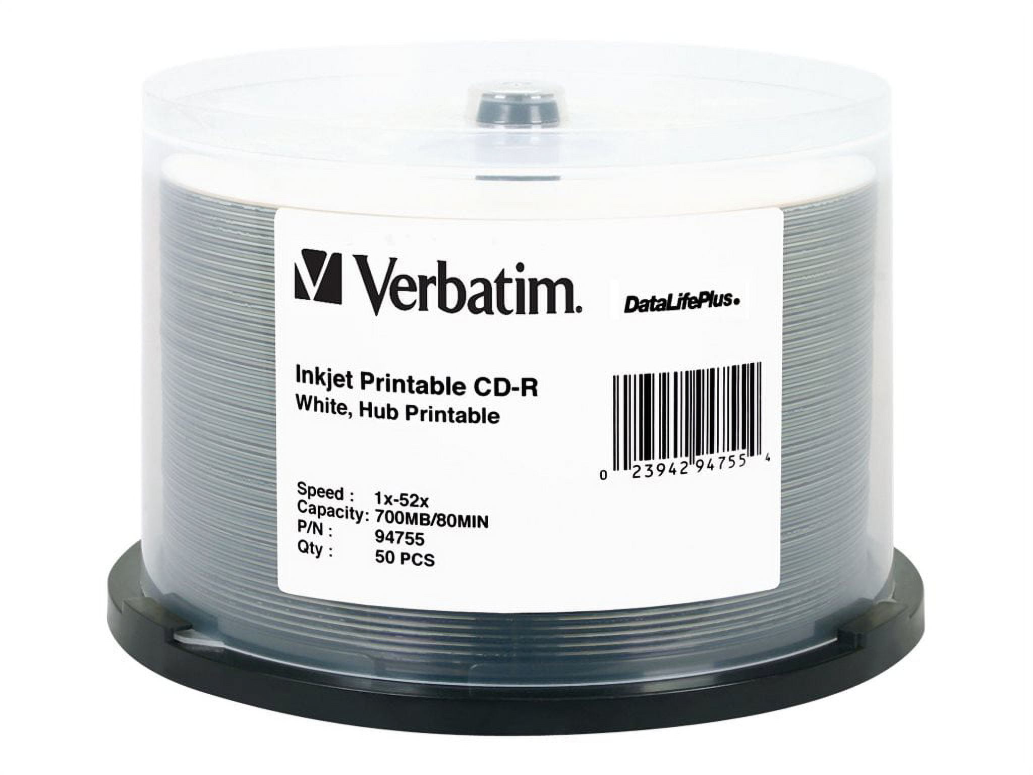 700 MB/80 min 52x Spindle CD-R DataLifePlus Printable Recordable Disc - White (50/Pack)