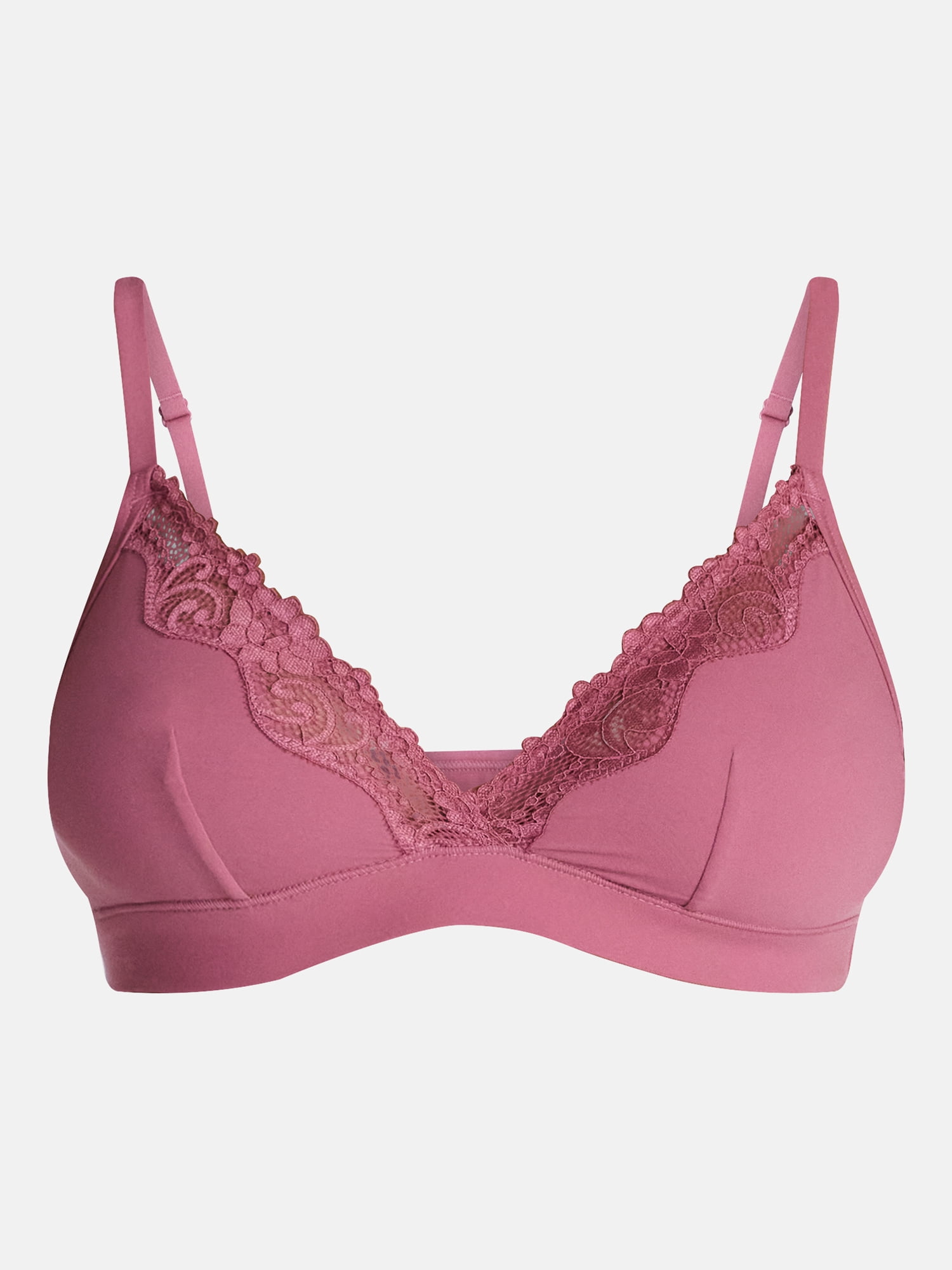 No Boundaries Women's Fit Stretch Lace Trim Triangle Bralette, Sizes XS-XXXL