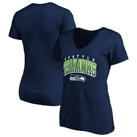 Women's Fanatics Branded College Navy Seattle Seahawks Faded Arch V-Neck