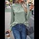 thumbnail image 5 of Camiseta de Larga con Cuello Alto y Ojales para Mujer, Elegante, Informal, , de Negocios, Elástica, con Aberturas Verde L, 5 of 9