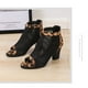 thumbnail image 2 of 1 par de sandalias de tacón alto de gasa hueca, con tacón grueso y boca de pez, elegantes sandalias para mujer (leopardo, talla 37, 6.5 EE. UU., 4 UK, 37.5 UE, 9.2355 pulgadas), 2 of 5