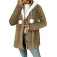 thumbnail image 6 of Jinhomg Womens Fleece Jacket Trendy Textured Sherpa Teddy Coats Fur Trim Hooded Oversized Outerwear Casual Button Down Plush Winter Coats, 6 of 6