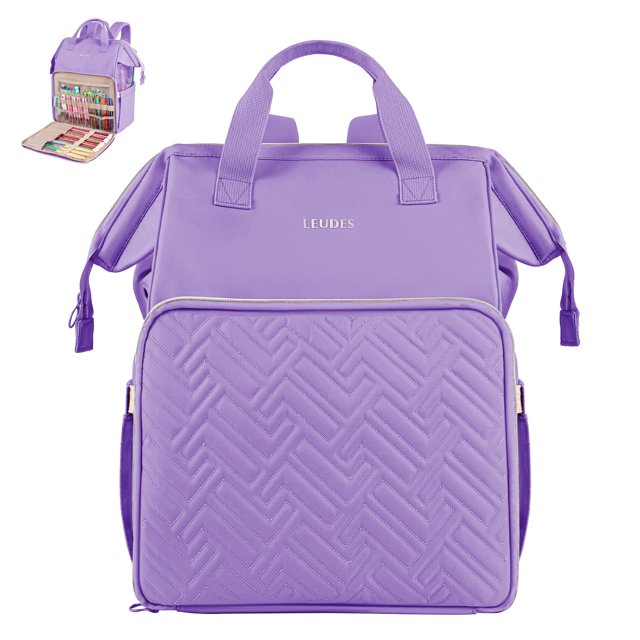 Bolsa de tejer, mochila Leudes, organizadora de almacenamiento de hilo, color morado