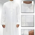 thumbnail image 2 of Traditional Dishdasha – Mens Saudi Style Thobe Classic - Full Length Long Sleeve Islamic Thobe - White, 2 of 5
