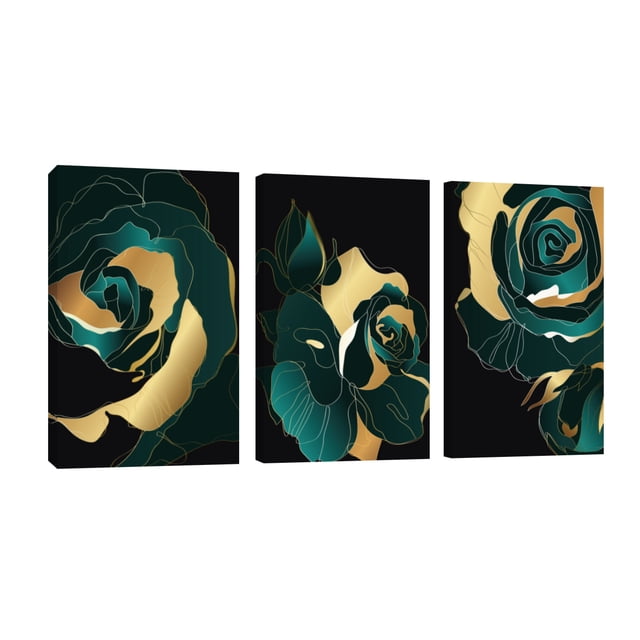 Cuadro Decorativo Canvas Revolution Set De 3 Cuadros 25x38 cm Rosas De Jade