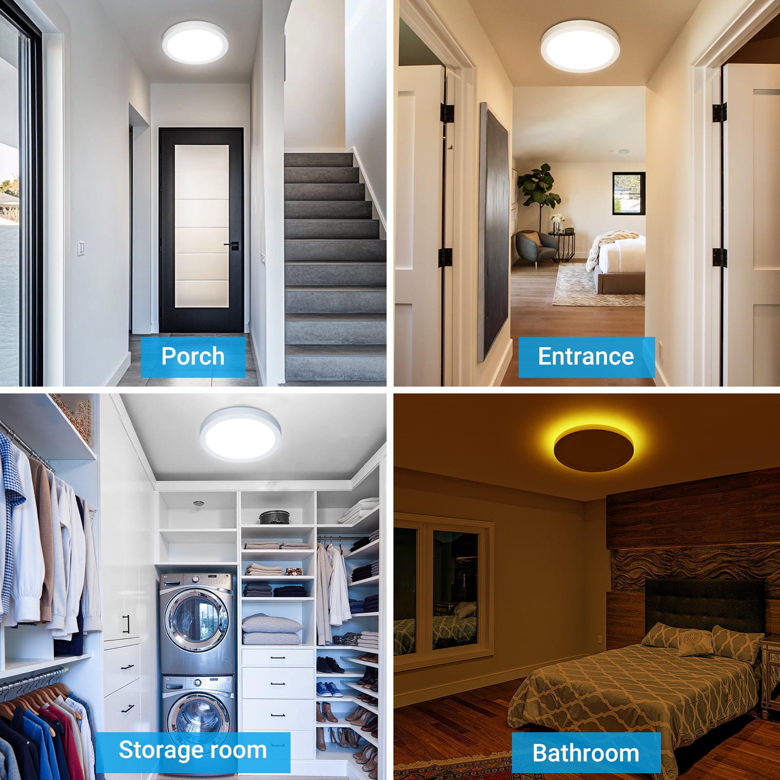 30cm Round Amber Backlit 24W Ultra-Thin Ceiling Light, 2700K-6500K Modern Ceiling Light, Suitable for Bedroom, Kitchen, and Dining Room Lighting Fixtures, White