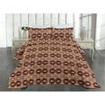 thumbnail image 2 of Ambesonne Damask Quilted Coverlet 3 Pcs, Vintage Floral Design Swirls, King Size, Maroon Sand Brown, 2 of 4